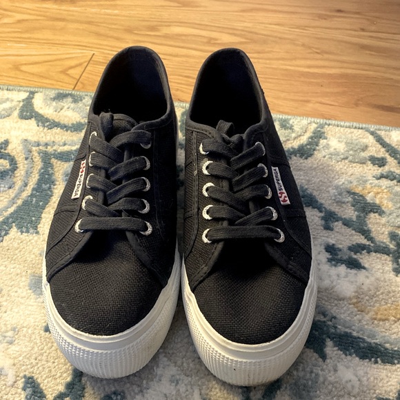 EUC - Navy Superga Platform Sneakers Size 38 (7.5) - Picture 1 of 8